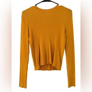 Vibrant Ribbed Mustard Long Sleeve Top